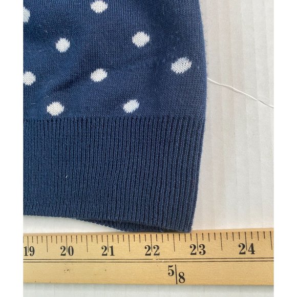 Womens Navy Blue and White Polka Dot Sweater Size 22 Dark Academia Grandma Core - Picture 7 of 8